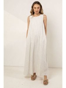 Awama Sukienka w kolorze kremowym rozmiar: XL. Brązowe sukienki Awama, xl, bez wzorów, bez kołnierzyka, bez ramiączek, maxi. Za 212,99 zł.