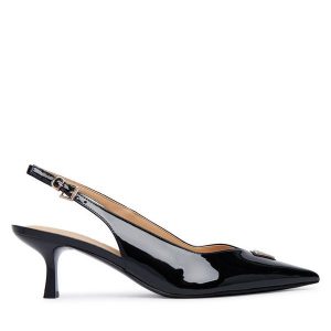 Sandały Guess. Czarne sandały Guess, z aplikacjami, bez obcasa, na szpilce, bez zapięcia. Za 544,99 zł.