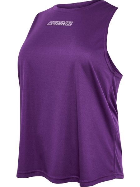 Damski tank top Hummel Te Curvy Plus. Fioletowe topy Hummel, xl, bez wzorów, z materiału, klasyczne, bez kołnierzyka, bez ramiączek. Za 85,86 zł.