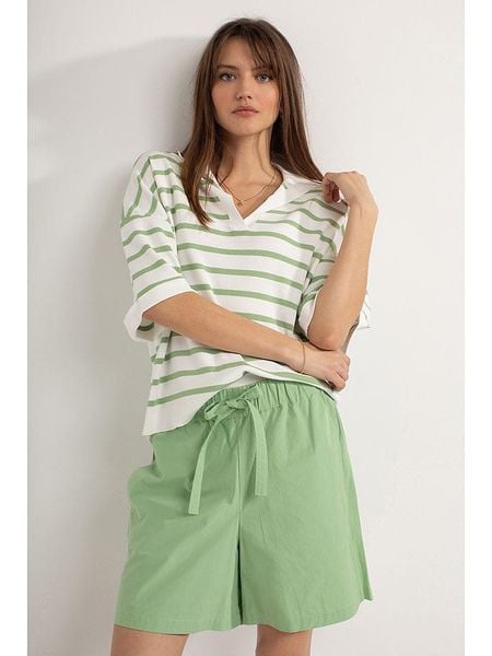 Josephine & Co Szorty "Dennis" w kolorze zielonym rozmiar: 34. Zielone szorty Josephine & Co, bez wzorów, z bawełny, z podwyższonym stanem. Za 100,04 zł.