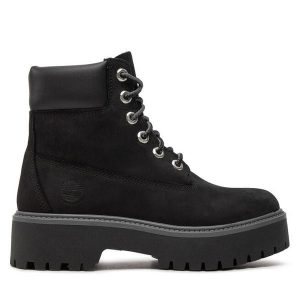 Trapery Timberland. Czarne buty zimowe Timberland, bez obcasa, bez zapięcia. Za 659,99 zł.