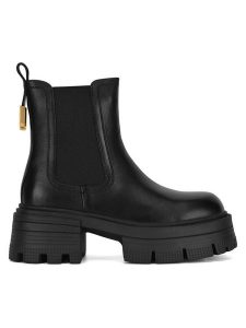 Badura Sztyblety WFA3151-1Z Czarny. Czarne botki Badura, bez wzorów, ze skóry, bez obcasa, na słupku, bez zapięcia. Za 399,99 zł.