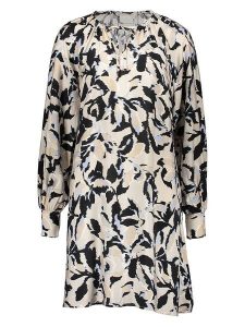 Kaffe Sukienka w kolorze beżowo-granatowym rozmiar: 40. Brązowe sukienki Kaffe, na co dzień, bez wzorów, bez kołnierzyka, bez ramiączek, midi, proste. Za 217,99 zł.