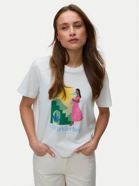 Vero Moda T-Shirt Emily 10344804 Biały Regular Fit. Białe t-shirty Vero Moda, s, bez wzorów, z bawełny, bez kołnierzyka, bez ramiączek. Za 67,99 zł.