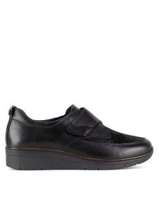 Go Soft Półbuty WI23-REBECA-18 Czarny. Czarne półbuty Go Soft, bez wzorów, ze skóry, bez obcasa, na płaskiej podeszwie, bez zapięcia. Za 219,99 zł.