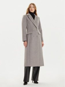 Fracomina Płaszcz wełniany FR24WC1002W72301 Szary Regular Fit. Szare płaszcze Fracomina, na zimę, xl, bez wzorów, z syntetyku, bez kaptura. Za 799,99 zł.