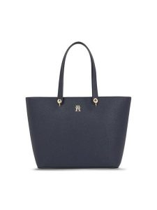 Tommy Hilfiger Torebka Emblem Shopper AW0AW15178 Granatowy. Niebieskie shopper bag TOMMY HILFIGER, bez wzorów, ze skóry, bez dodatków. Za 499,99 zł.