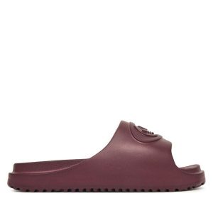 Klapki adidas. Czerwone klapki ADIDAS, bez wzorów, bez obcasa. Za 179,99 zł.