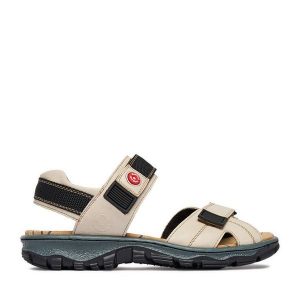 Sandały Rieker. Brązowe sandały Rieker, bez wzorów, bez obcasa, na płaskiej podeszwie, bez zapięcia. Za 319,99 zł.