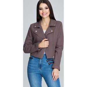Mocca Krótka Elegancka Kurtka z Suwakami. Czarne kurtki Figl, m, bez wzorów, z elastanu, bez kaptura. Za 319,00 zł.