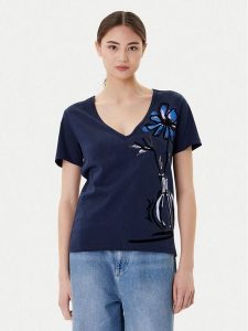 Desigual T-Shirt Dumas 25WWTK28 Granatowy Regular Fit. Niebieskie t-shirty Desigual, l, bez wzorów, z bawełny, bez kołnierzyka, bez ramiączek. Za 169,99 zł.