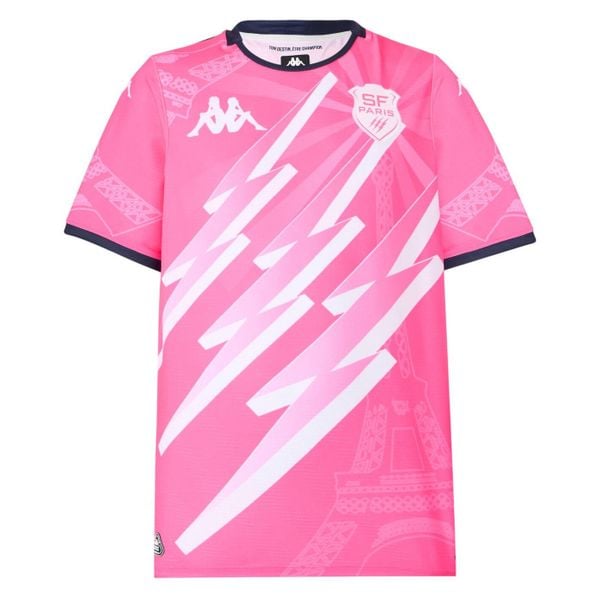Koszulka domowa Stade Français 2025/26. Czerwone bluzki Kappa, l, bez wzorów, sportowe, bez kołnierzyka, bez ramiączek. Za 368,50 zł.