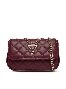 Guess Torebka J5YZ17 WGT10 Bordowy. Czerwone torebki klasyczne Guess, z aplikacjami, ze skóry, bez dodatków. Za 264,99 zł.