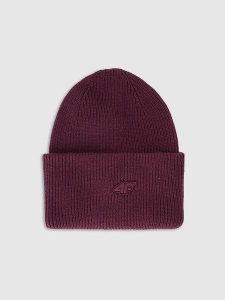 4F Czapka beanie w kolorze fioletowym rozmiar: onesize. Różowe czapki 4f, bez wzorów, ze splotem. Za 56,79 zł.