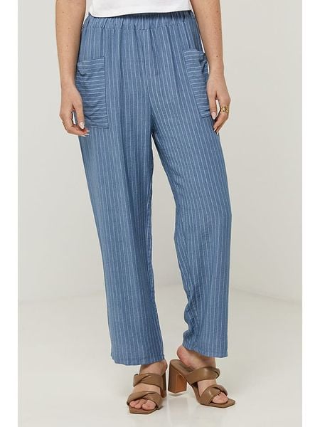 Rodier Lin Lniane spodnie w kolorze niebieskim rozmiar: M/L. Niebieskie spodnie z wysokim stanem Rodier Lin, bez wzorów, ze lnu, z podwyższonym stanem. Za 136,78 zł.