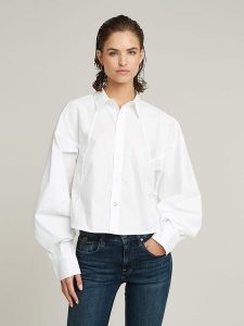 G-Star Bluzka w kolorze białym rozmiar: L. Białe bluzki G-Star, l, bez wzorów, z bawełny, retro, bez kołnierzyka, bez ramiączek. Za 240,43 zł.