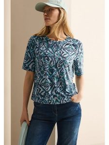 Cecil Bluzka w kolorze niebieskim rozmiar: XL. Niebieskie bluzki Cecil, xl, bez wzorów, bez kołnierzyka, bez ramiączek. Za 116,45 zł.