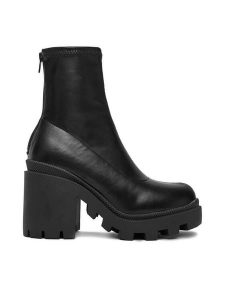 DeeZee Botki ZB362-2 Czarny. Czarne botki DeeZee, bez wzorów, z materiału, bez obcasa, na słupku, bez zapięcia. Za 179,99 zł.
