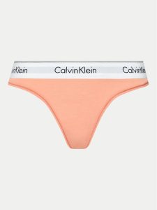 Calvin Klein Underwear Stringi 0000F3786E Koralowy. Pomarańczowe stringi Calvin Klein Underwear, bez wzorów, z bawełny. Za 59,99 zł.