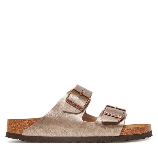 Klapki Birkenstock. Brązowe klapki Birkenstock, bez wzorów, bez obcasa. Za 419,99 zł.