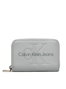 Calvin Klein Jeans Portfel Sculpted Med Zip Around Mono K60K612255 Szary. Szare portfele Calvin Klein Jeans, bez wzorów, z jeansu. Za 229,99 zł.