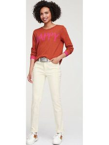 Heine Dżinsy - Slim fit - w kolorze kremowym rozmiar: 40. Brązowe jeansy Heine, bez wzorów, z podwyższonym stanem. Za 74,63 zł.