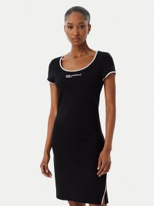 Karl Lagerfeld Jeans Sukienka codzienna B2W13045 Czarny Slim Fit. Czarne kombinezony Karl Lagerfeld Jeans, s, bez wzorów, z jeansu, bez kołnierzyka, bez ramiączek. Za 417,99 zł.