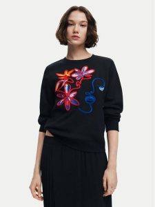 Desigual Bluza Lady 24WWSK16 Czarny Regular Fit. Czarne bluzy Desigual, l, bez wzorów, z bawełny, bez kaptura. Za 219,99 zł.