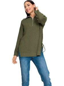 Heine Sweter w kolorze khaki rozmiar: 34. Brązowe swetry oversize Heine, bez wzorów, z wełny, bez ramiączek. Za 52,55 zł.