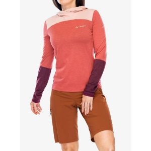 Bluza z kapturem damska Vaude Tremalzo LS Shirt. Czerwone bluzy Vaude, xs, bez wzorów, z kapturem. Za 235,99 zł.
