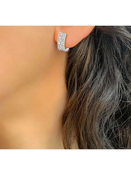 Les Petites Précieuses Srebrne kolczyki-kreole z cyrkoniami rozmiar: onesize. Szare kolczyki Les Petites Précieuses, z cyrkonią, srebrne. Za 130,99 zł.