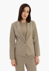 Beżowa marynarka JB-MALIRA. Brązowe marynarki i żakiety Volcano, m, bez wzorów, z bawełny, eleganckie. Za 249,99 zł.