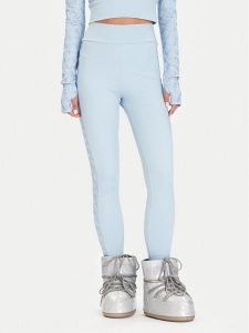 Guess Legginsy W5BB72 K7182 Błękitny Slim Fit. Niebieskie legginsy Guess, z aplikacjami, z syntetyku. Za 349,99 zł.