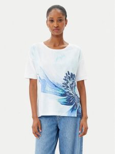 Olsen T-Shirt 11105061 Niebieski Regular Fit. Niebieskie t-shirty Olsen, bez wzorów, z bawełny, bez kołnierzyka, bez ramiączek. Za 199,99 zł.