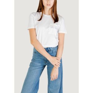 Koszulka crop top Kobieta ONLY ONLELIS S/S DETAIL POCKET TEE CS JRS. Białe topy ONLY, s, bez wzorów, z bawełny, bez kołnierzyka, bez ramiączek. Za 147,05 zł.