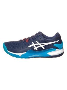 Asics Buty "Resolution 9" w kolorze granatowo-różowym do tenisa rozmiar: 39. Niebieskie buty sportowe ASICS, bez wzorów, bez zapięcia, tenisowe. Za 281,10 zł.