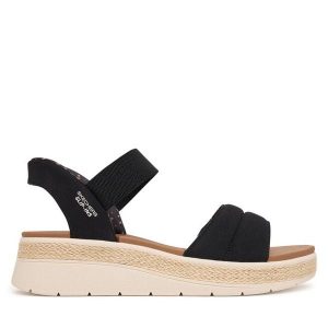 Sandały Skechers. Czarne sandały Skechers, bez wzorów, bez obcasa, na płaskiej podeszwie, bez zapięcia. Za 289,99 zł.