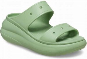 Klapki Dla Dorosłych Crocs Classic Crush. Zielone klapki Crocs, bez wzorów, z materiału, bez obcasa. Za 167,99 zł.