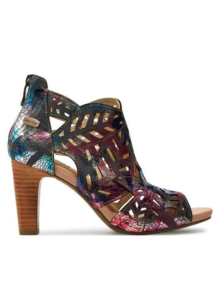 Laura Vita Sandały Albane 482 Czarny. Czarne sandały LAURA VITA, bez wzorów, ze skóry, bez obcasa, na słupku, bez zapięcia. Za 379,99 zł.