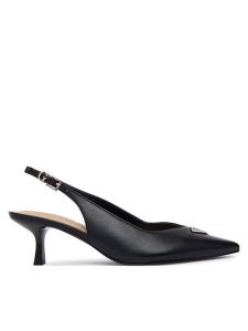 Guess Sandały FLT2CK LEA05 Czarny. Czarne sandały Guess, z aplikacjami, ze skóry, bez obcasa, na szpilce, bez zapięcia. Za 584,99 zł.