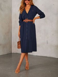 Milan Kiss Sukienka w kolorze granatowym rozmiar: XL. Niebieskie sukienki Milan Kiss, na co dzień, xl, bez wzorów, z bawełny, bez kołnierzyka, bez ramiączek, midi, proste. Za 205,93 zł.