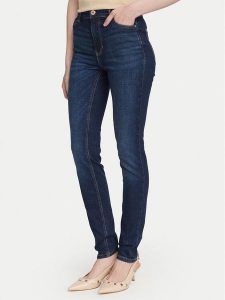Guess Jeansy W6YA46 D1537 Granatowy Skinny Fit. Niebieskie jeansy Guess, z aplikacjami, z bawełny. Za 434,99 zł.