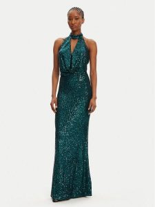 Fracomina Sukienka wieczorowa FQ25WD3012W706N6 Zielony Regular Fit. Zielone sukienki Fracomina, xl, bez wzorów, z syntetyku, wizytowe, bez kołnierzyka, bez ramiączek. Za 649,99 zł.