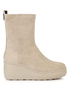 Geox Skórzane botki "Spherica Ec9" w kolorze beżowym rozmiar: 40. Brązowe botki Geox, bez wzorów, ze skóry, bez obcasa, na koturnie, bez zapięcia. Za 391,59 zł.