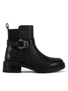 Clara Barson Botki WS5600-19 Czarny. Czarne botki Clara Barson, bez wzorów, z materiału, bez obcasa, na płaskiej podeszwie, bez zapięcia. Za 159,99 zł.