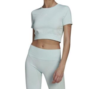 Koszulka sportowa damska Adidas Aeroknit Seamless. Niebieskie koszulki sportowe ADIDAS, bez wzorów, z elastanu, bez ramiączek. Za 81,00 zł.