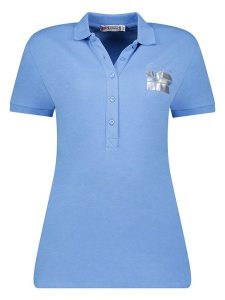 Geographical Norway Koszulka polo w kolorze niebieskim rozmiar: XL. Niebieskie bluzki Geographical Norway, xl, bez wzorów, bez kołnierzyka, bez ramiączek. Za 70,08 zł.