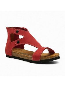 Comfortfusse Skórzane sandały "Vera" w kolorze czerwonym rozmiar: 41. Czerwone sandały Comfortfüße, bez wzorów, z nubiku, z otwartym noskiem, bez obcasa, bez zapięcia. Za 289,88 zł.
