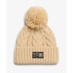 Gruba czapka w warkoczowym splocie damska Superdry. Brązowe czapki Superdry, bez wzorów, z dzianiny. Za 129,60 zł.