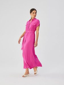 Stylove Sukienka w kolorze różowym rozmiar: S. Różowe sukienki Stylove, na co dzień, s, bez wzorów, z tkaniny, bez kołnierzyka, bez ramiączek, maxi, proste. Za 188,85 zł.